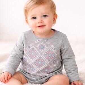 Carter's Baby Girl Long Sleeve Top 9M Gray Pink Purple NWT